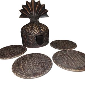 Elegant Brown Coaster Set with Holder